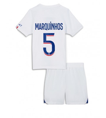 Paris Saint-Germain Marquinhos #5 Tredjedraktsett Barn 2022-23 Kortermet (+ Korte bukser)